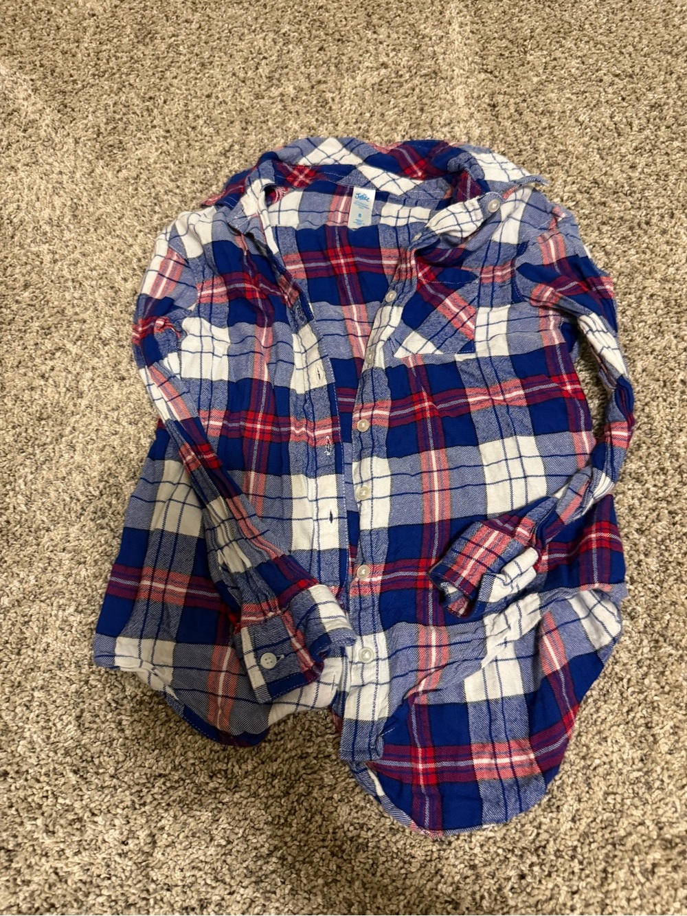 Justice Plaid Button-Down Shirt in Blue, Red & White